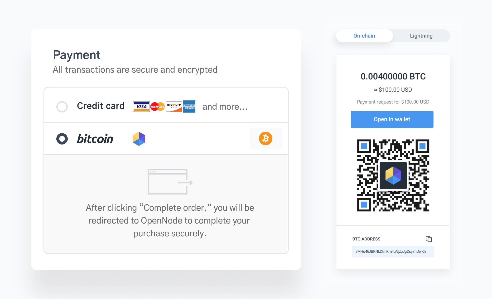 OpenNode payments dashboard